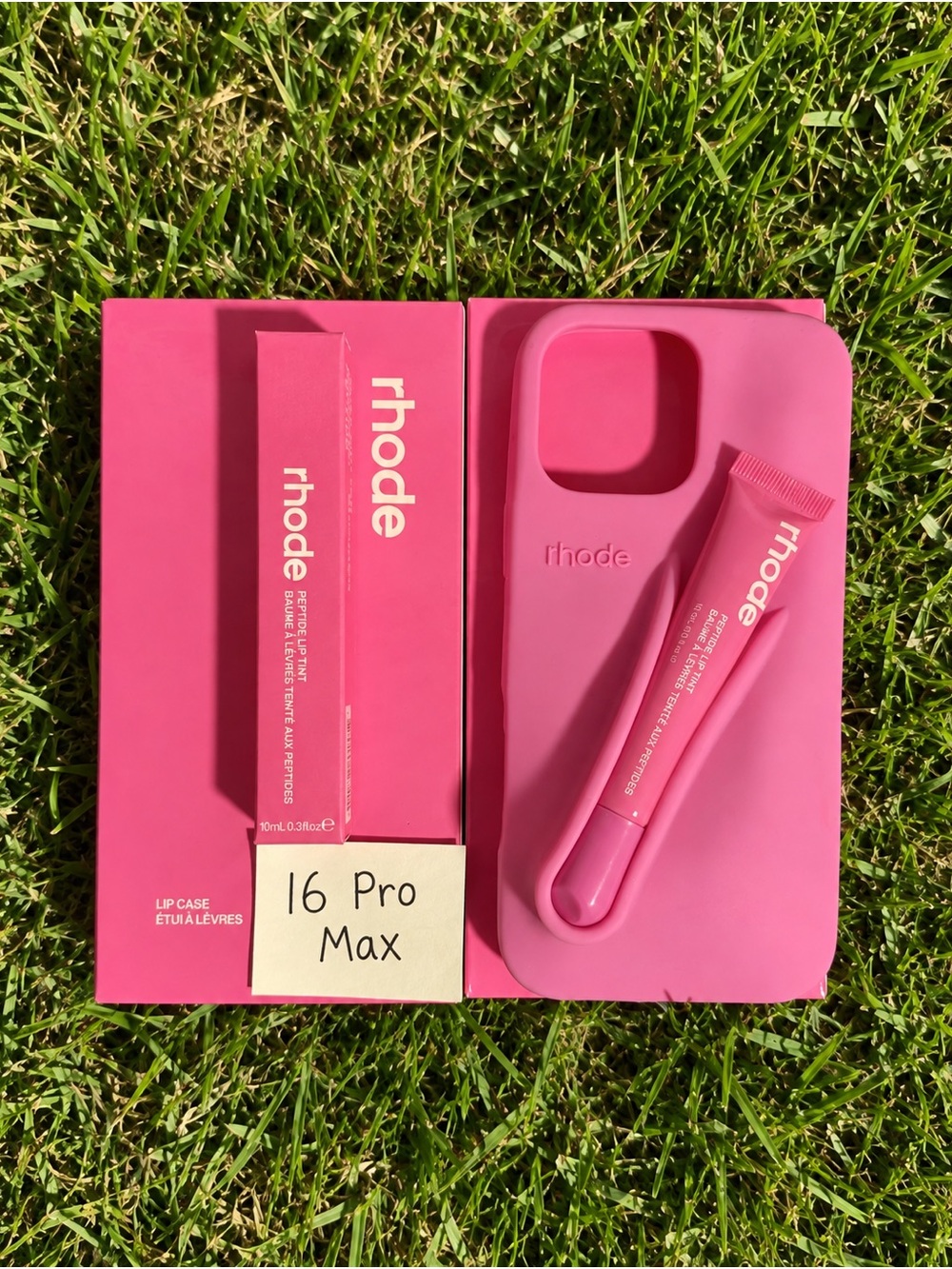 RHODE Pink Silicone iPhone Case with Matching Lip Tint - Hot Pink